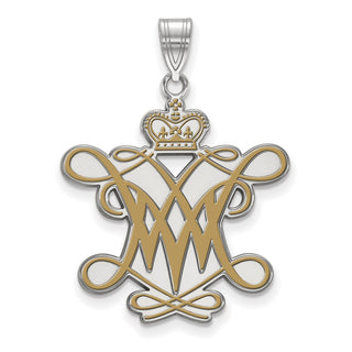 Sterling Silver Rhodium-plated LogoArt College of William and Mary Extra Large Enameled Pendant