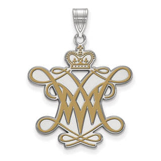Sterling Silver Rhodium-plated LogoArt College of William and Mary Extra Large Enameled Pendant
