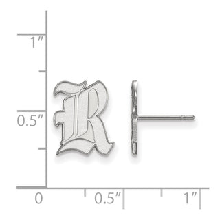 14k White Gold LogoArt Rice University Letter R Small Post Earrings