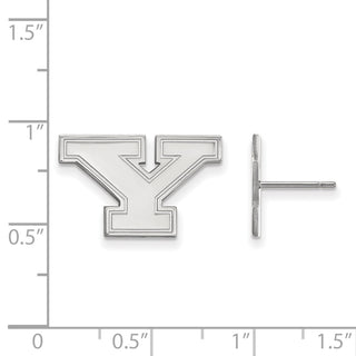 Sterling Silver Rhodium-plated LogoArt Youngstown State University Letter Y Small Post Earrings