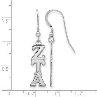 Sterling Silver Rhodium-plated LogoArt Zeta Tau Alpha Sorority Greek Letters Medium Dangle Earrings