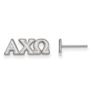 Sterling Silver Rhodium-plated LogoArt Alpha Chi Omega Sorority Greek Letters Extra Small Post Earrings