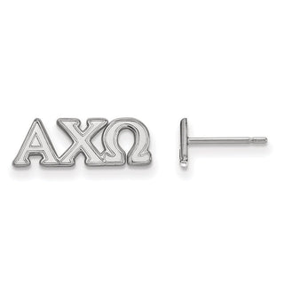 Sterling Silver Rhodium-plated LogoArt Alpha Chi Omega Sorority Greek Letters Extra Small Post Earrings