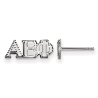 Sterling Silver Rhodium-plated LogoArt Alpha Epsilon Phi Sorority Greek Letters Extra Small Post Earrings