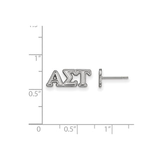 Sterling Silver Rhodium-plated LogoArt Alpha Sigma Tau Sorority Greek Letters Extra Small Post Earrings
