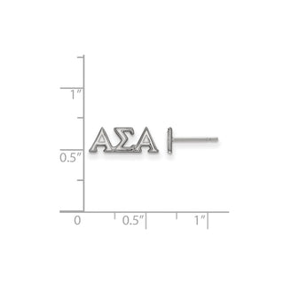 Sterling Silver Rhodium-plated LogoArt Alpha Sigma Alpha Sorority Greek Letters Extra Small Post Earrings