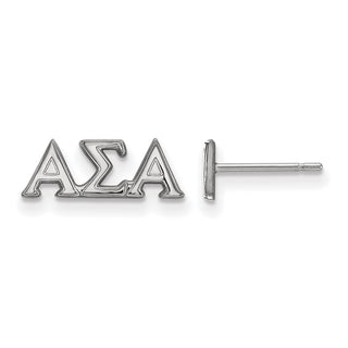 Sterling Silver Rhodium-plated LogoArt Alpha Sigma Alpha Sorority Greek Letters Extra Small Post Earrings