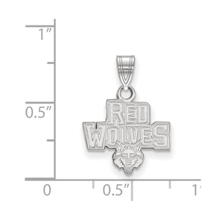 Sterling Silver Rhodium-plated LogoArt Arkansas State University Red Wolves Small Pendant