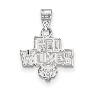 14k White Gold LogoArt Arkansas State University Red Wolves Small Pendant