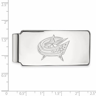 Sterling Silver Rhodium-plated NHL LogoArt Columbus Blue Jackets Money Clip