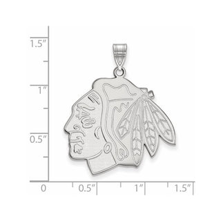 Sterling Silver Rhodium-plated NHL LogoArt Chicago Blackhawks Extra Large Pendant