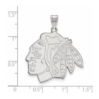 Sterling Silver Rhodium-plated NHL LogoArt Chicago Blackhawks Extra Large Pendant
