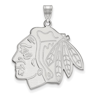 Sterling Silver Rhodium-plated NHL LogoArt Chicago Blackhawks Extra Large Pendant