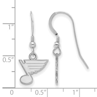 Sterling Silver Rhodium-plated NHL LogoArt St. Louis Blues Extra Small Dangle Wire Earrings