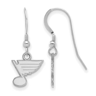 Sterling Silver Rhodium-plated NHL LogoArt St. Louis Blues Extra Small Dangle Wire Earrings