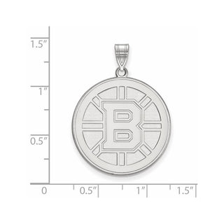 14k White Gold NHL LogoArt Boston Bruins Extra Large Pendant