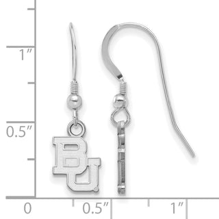 Sterling Silver Rhodium-plated LogoArt Baylor University Bears Extra Small Dangle Wire Earrings