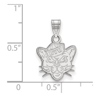 Sterling Silver Rhodium-plated LogoArt Brigham Young University Cougar Small Pendant