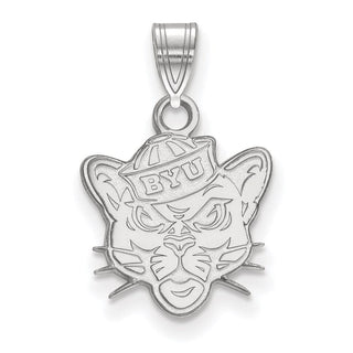 14k White Gold LogoArt Brigham Young University Cougar Small Pendant