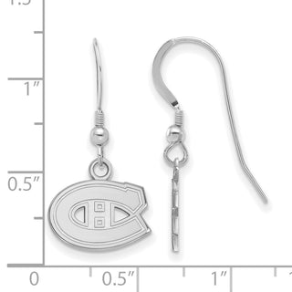 Sterling Silver Rhodium-plated NHL LogoArt Montreal Canadiens Extra Small Dangle Wire Earrings