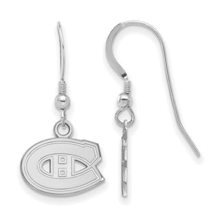 Sterling Silver Rhodium-plated NHL LogoArt Montreal Canadiens Extra Small Dangle Wire Earrings