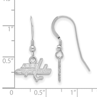 Sterling Silver Rhodium-plated NHL LogoArt Washington Capitals Extra Small Dangle Wire Earrings