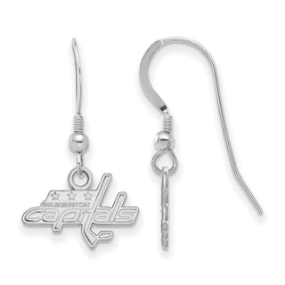 Sterling Silver Rhodium-plated NHL LogoArt Washington Capitals Extra Small Dangle Wire Earrings