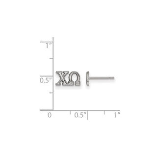 Sterling Silver Rhodium-plated LogoArt Chi Omega Sorority Greek Letters Extra Small Post Earrings