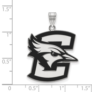 Sterling Silver Rhodium-plated LogoArt Creighton University Bluejay Extra Large Enameled Pendant