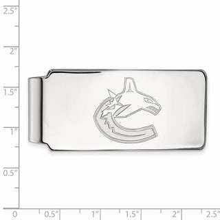 Sterling Silver Rhodium-plated NHL LogoArt Vancouver Canucks Money Clip