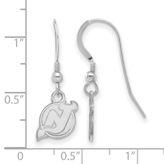 Sterling Silver Rhodium-plated NHL LogoArt New Jersey Devils Extra Small Dangle Wire Earrings