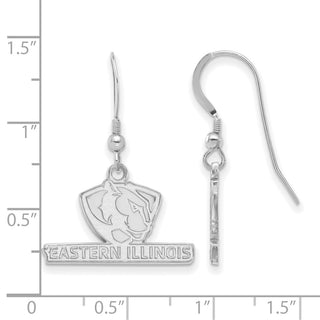 Sterling Silver Rhodium-plated LogoArt Eastern Illinois University Small Dangle Wire Earrings