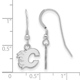 Sterling Silver Rhodium-plated NHL LogoArt Calgary Flames Letter C Extra Small Dangle Earrings