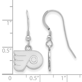 Sterling Silver Rhodium-plated NHL LogoArt Philadelphia Flyers Extra Small Dangle Earrings