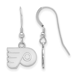 Sterling Silver Rhodium-plated NHL LogoArt Philadelphia Flyers Extra Small Dangle Earrings