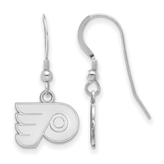 Sterling Silver Rhodium-plated NHL LogoArt Philadelphia Flyers Extra Small Dangle Earrings
