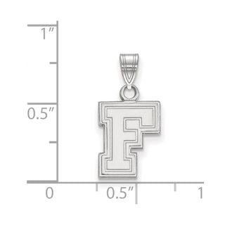 14k White Gold LogoArt Fordham University Letter F Small Pendant
