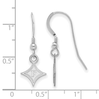 Sterling Silver Rhodium-plated LogoArt Furman University Extra Small Dangle Wire Earrings