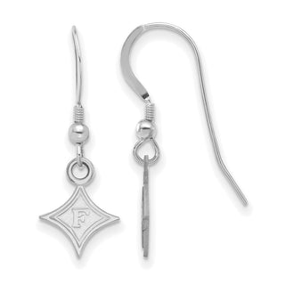 Sterling Silver Rhodium-plated LogoArt Furman University Extra Small Dangle Wire Earrings