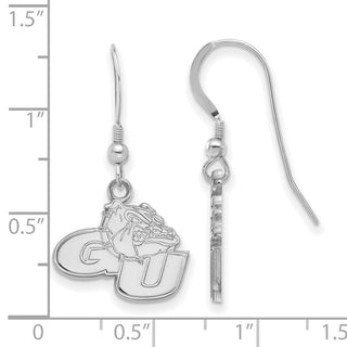 Sterling Silver Rhodium-plated LogoArt Gonzaga University G-U Bulldog Small Dangle Wire Earrings