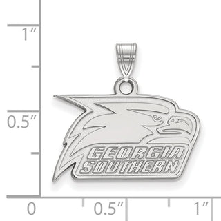 Sterling Silver Rhodium-plated LogoArt Georgia Southern University Eagle Small Pendant SS005GSU