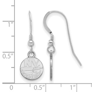 Sterling Silver Rhodium-plated NHL LogoArt New York Islanders Extra Small Dangle Wire Earrings