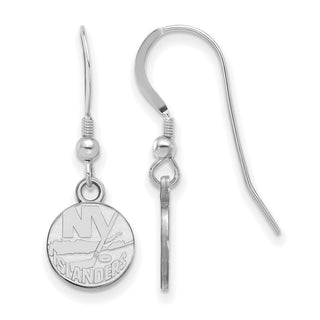 Sterling Silver Rhodium-plated NHL LogoArt New York Islanders Extra Small Dangle Wire Earrings