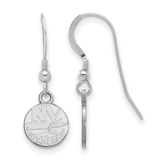 Sterling Silver Rhodium-plated NHL LogoArt New York Islanders Extra Small Dangle Wire Earrings