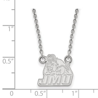 10k White Gold LogoArt James Madison University Small Pendant 18 inch Necklace