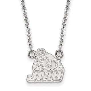 10k White Gold LogoArt James Madison University Small Pendant 18 inch Necklace