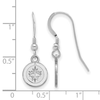 Sterling Silver Rhodium-plated NHL LogoArt Winnipeg Jets Extra Small Dangle Wire Earrings