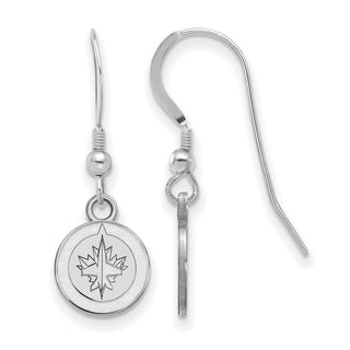 Sterling Silver Rhodium-plated NHL LogoArt Winnipeg Jets Extra Small Dangle Wire Earrings