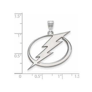 Sterling Silver Rhodium-plated NHL LogoArt Tampa Bay Lightning Extra Large Pendant
