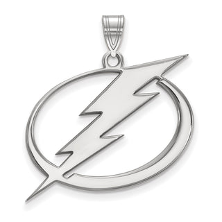 Sterling Silver Rhodium-plated NHL LogoArt Tampa Bay Lightning Extra Large Pendant